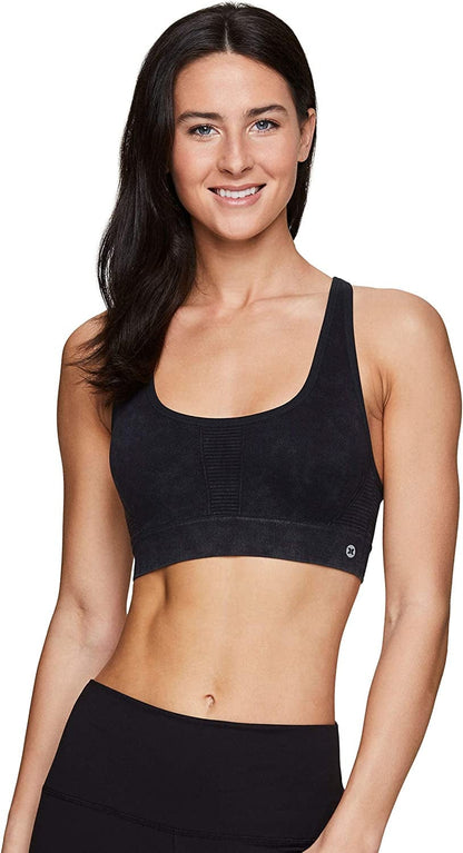 Active Women'S Fashion Strappy Seamless Low Impact Workout Sports Bra Stonewash Black / Small
