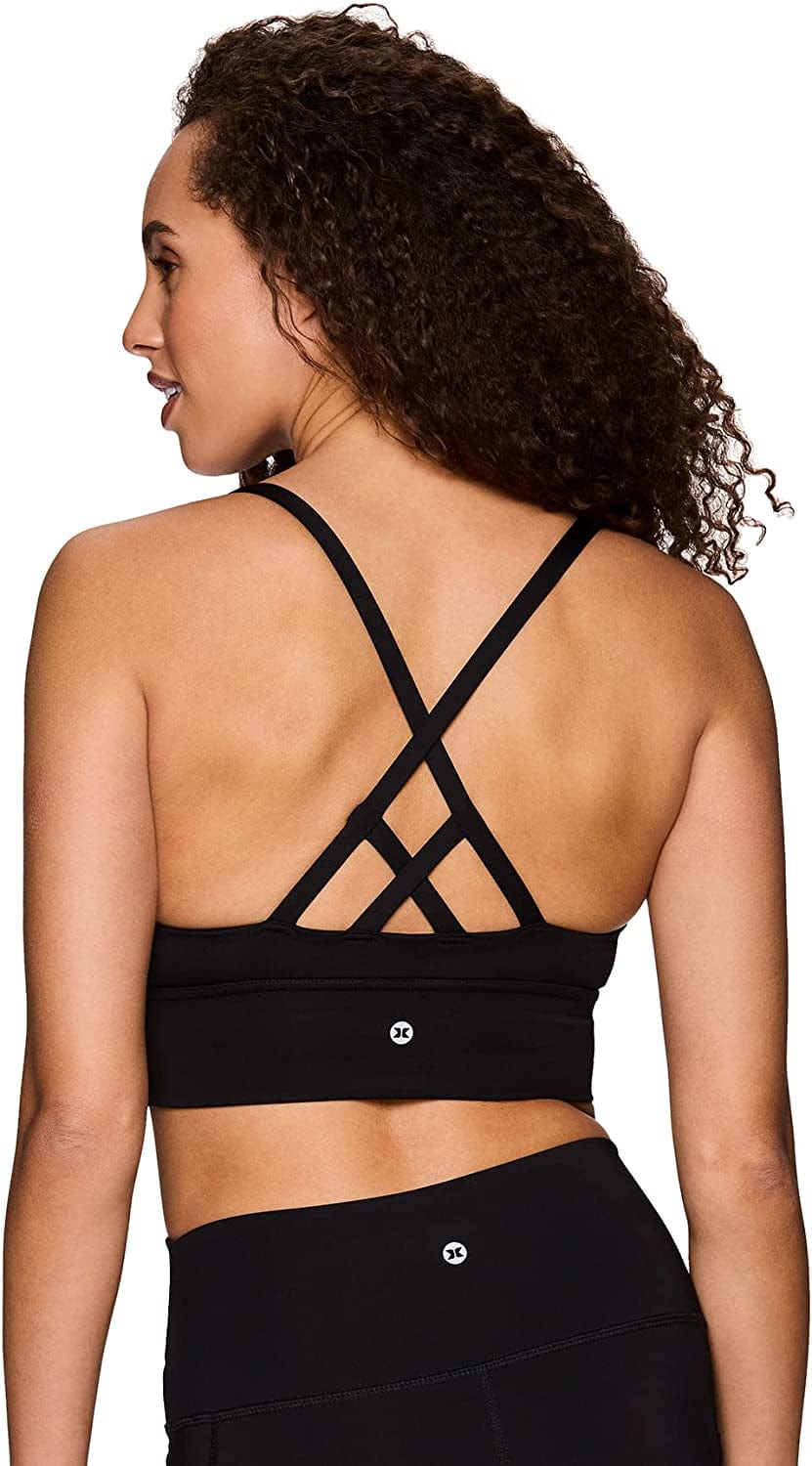 Active Women'S Fashion Strappy Seamless Low Impact Workout Sports Bra Criss Cross Black / Small