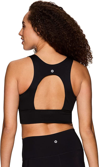 Active Women'S Fashion Strappy Seamless Low Impact Workout Sports Bra Cutout Black / Medium