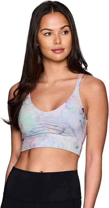 Active Women'S Fashion Strappy Seamless Low Impact Workout Sports Bra Crystal Multi / X-Large
