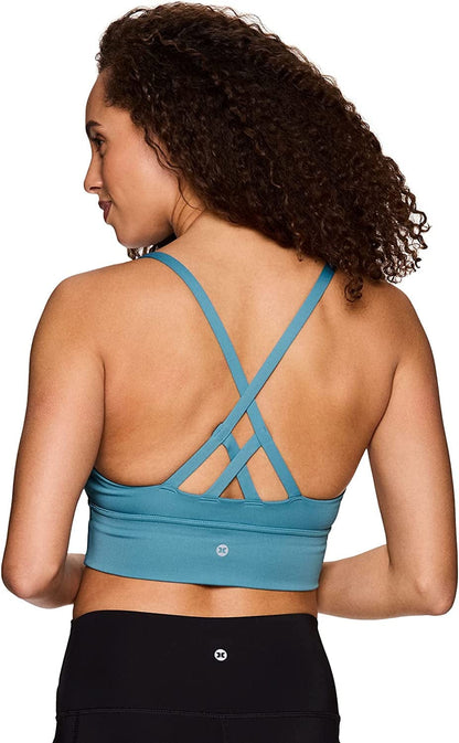 Active Women'S Fashion Strappy Seamless Low Impact Workout Sports Bra Criss Cross Teal / Small