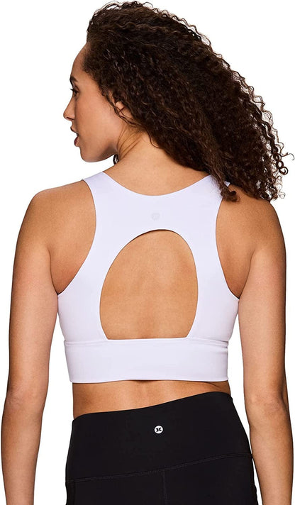 Active Women'S Fashion Strappy Seamless Low Impact Workout Sports Bra Cutout White / X-Large