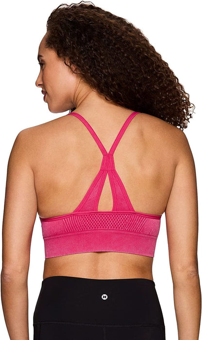 Active Women'S Fashion Strappy Seamless Low Impact Workout Sports Bra Textured Washed Pink / X-Large