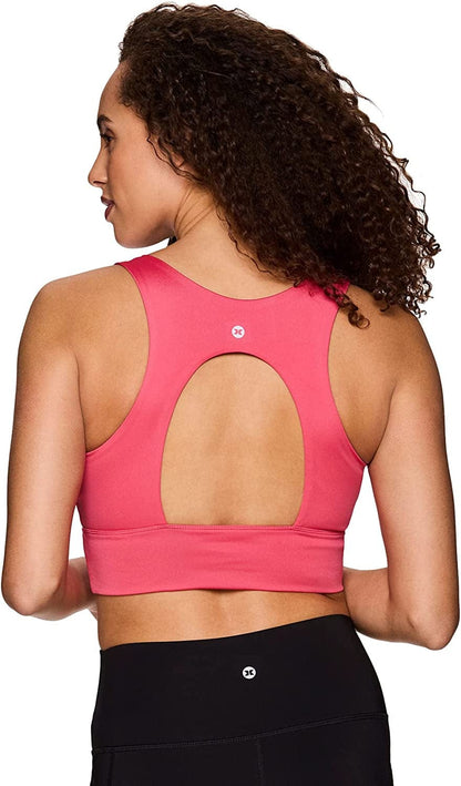 Active Women'S Fashion Strappy Seamless Low Impact Workout Sports Bra Cutout Pink / Large