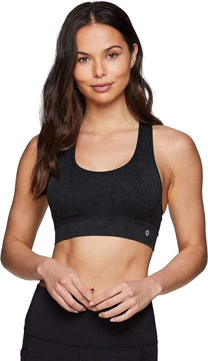 Active Women'S Fashion Strappy Seamless Low Impact Workout Sports Bra Washed Black / Small
