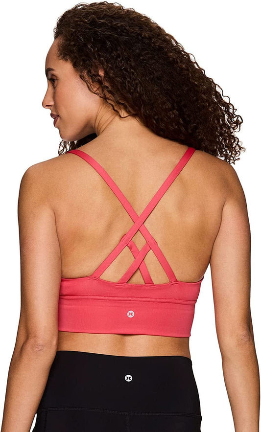 Active Women'S Fashion Strappy Seamless Low Impact Workout Sports Bra Criss Cross Coral / Medium