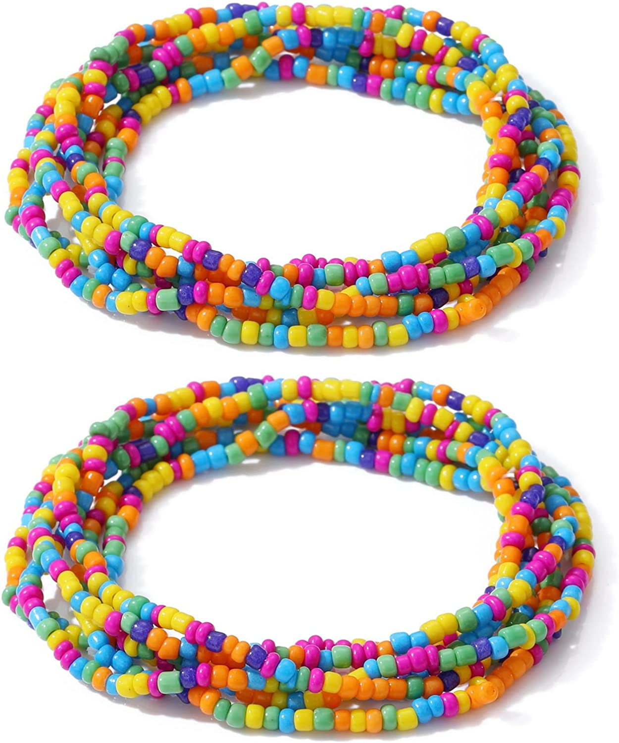 Mengpa Stackable Beaded Bracelets for Women Girls Bohemian Layering Strand Statement Jewelry Apparel & Accessories > Jewelry > Bracelets MengPa Z-Mixed color 4  
