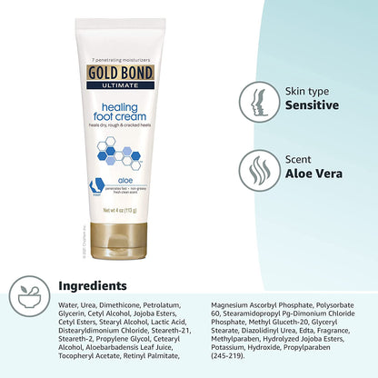 Gold Bond Ultimate Healing Foot Cream with Aloe, Heals Dry, Rough Heels, 4 Oz. (Pack of 4). Health & Beauty > Personal Care > Foot Care Gold Bond   