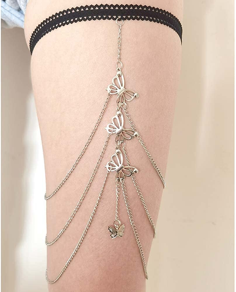 Sexy Body Chain Wavy Snake Leg Chain Jewelry for Women Butterfly Pendant Layered Leg Chain Necklace for Girls Apparel & Accessories > Jewelry > Body Jewelry CHAKRA HEALING REIKI CHR   