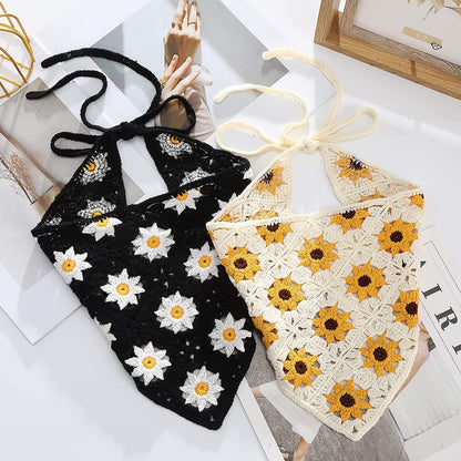 Floral Crochet Hair Bandanas Headscarf- HAIMEIKANG 2 PCS Women Hair Scarf Daisy Headband Vintage Head Kerchief for Girls Apparel & Accessories > Clothing Accessories > Bandanas & Headties HAIMEIKANG   