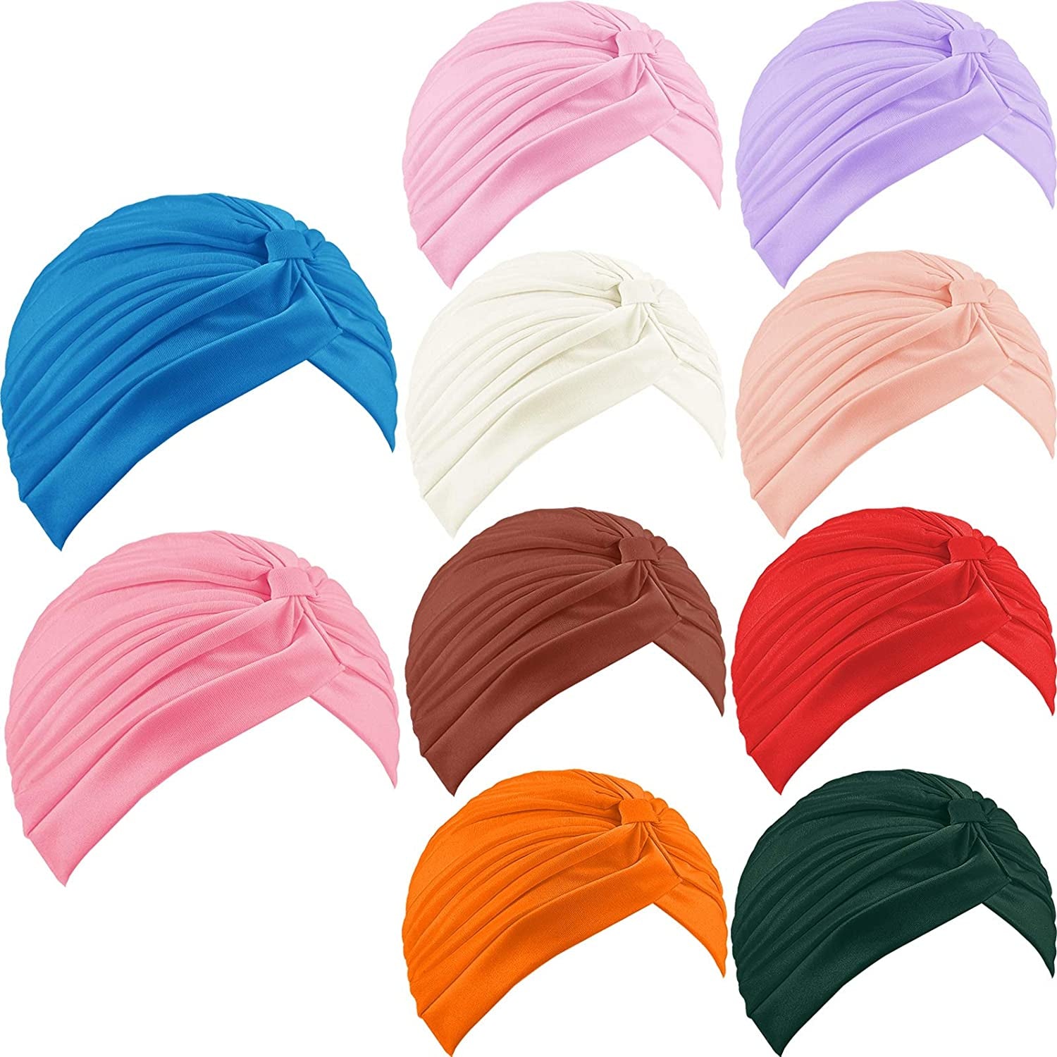 Stretchy Turban Cap Head Cover Chemo Head Wraps Bennie Twisted India'S Hat for Women Girl Apparel & Accessories > Clothing Accessories > Headwear Geyoga Multiple Colors  