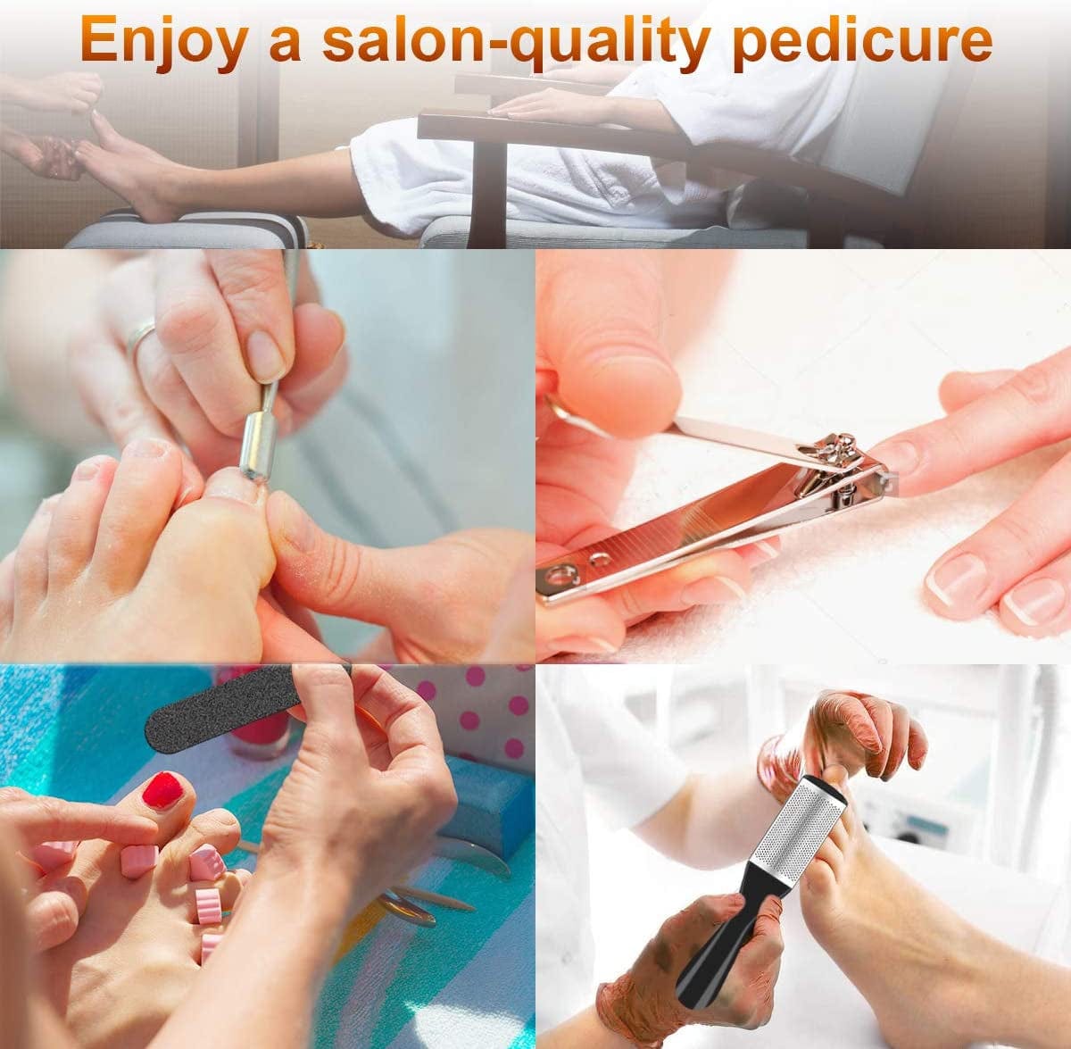 Adampark 23 in 1Pedicure Kit,Professional Pedicure Tools Set for Foot Clean Care,Nail Clippers Foot File Callus Remover Scraper Rasp Care Kits, Cuticle Care Kits for Women, Men, Salon,Home Health & Beauty > Personal Care > Foot Care AdamPark   