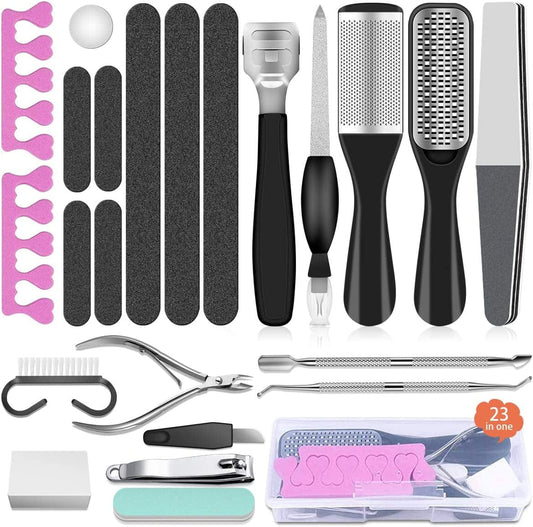 Adampark 23 in 1Pedicure Kit,Professional Pedicure Tools Set for Foot Clean Care,Nail Clippers Foot File Callus Remover Scraper Rasp Care Kits, Cuticle Care Kits for Women, Men, Salon,Home Health & Beauty > Personal Care > Foot Care AdamPark 23 in 1 Pedicure Kit  