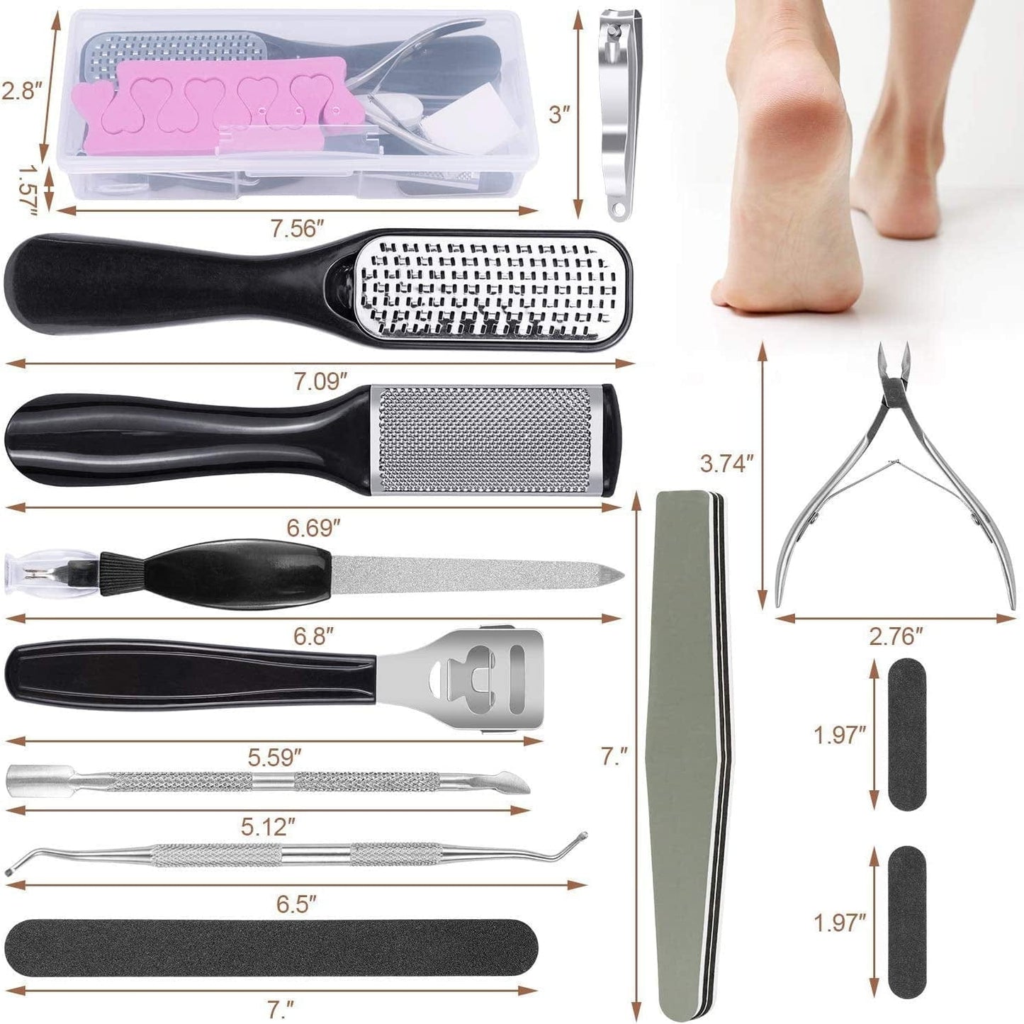 Adampark 23 in 1Pedicure Kit,Professional Pedicure Tools Set for Foot Clean Care,Nail Clippers Foot File Callus Remover Scraper Rasp Care Kits, Cuticle Care Kits for Women, Men, Salon,Home Health & Beauty > Personal Care > Foot Care AdamPark   