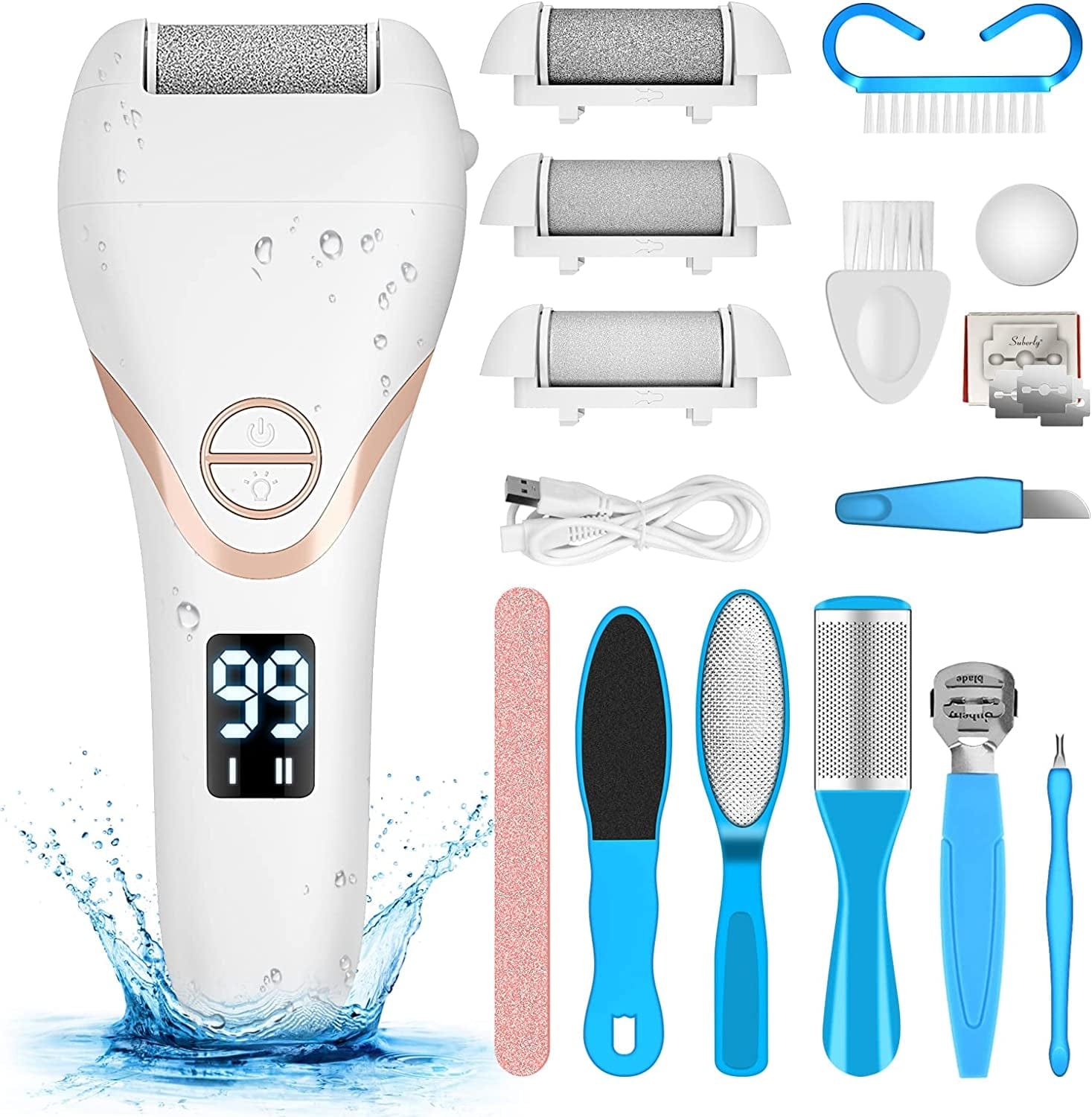 Adampark 23 in 1Pedicure Kit,Professional Pedicure Tools Set for Foot Clean Care,Nail Clippers Foot File Callus Remover Scraper Rasp Care Kits, Cuticle Care Kits for Women, Men, Salon,Home Health & Beauty > Personal Care > Foot Care AdamPark White Electric Callus Remover  