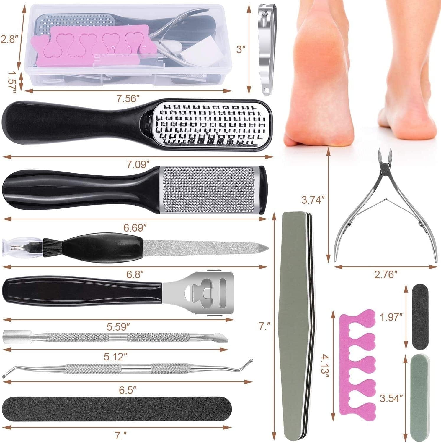 Adamstar 23 in 1 Professional Pedicure Kit for Men Women, Foot Care Pedicure Tools Set, Foot File Callus Remover, Toenail Clipper Foot Scrubber, Foot Rasp Dead Skin Foot Spa Kit at Home, Salon Health & Beauty > Personal Care > Foot Care AdamStar   