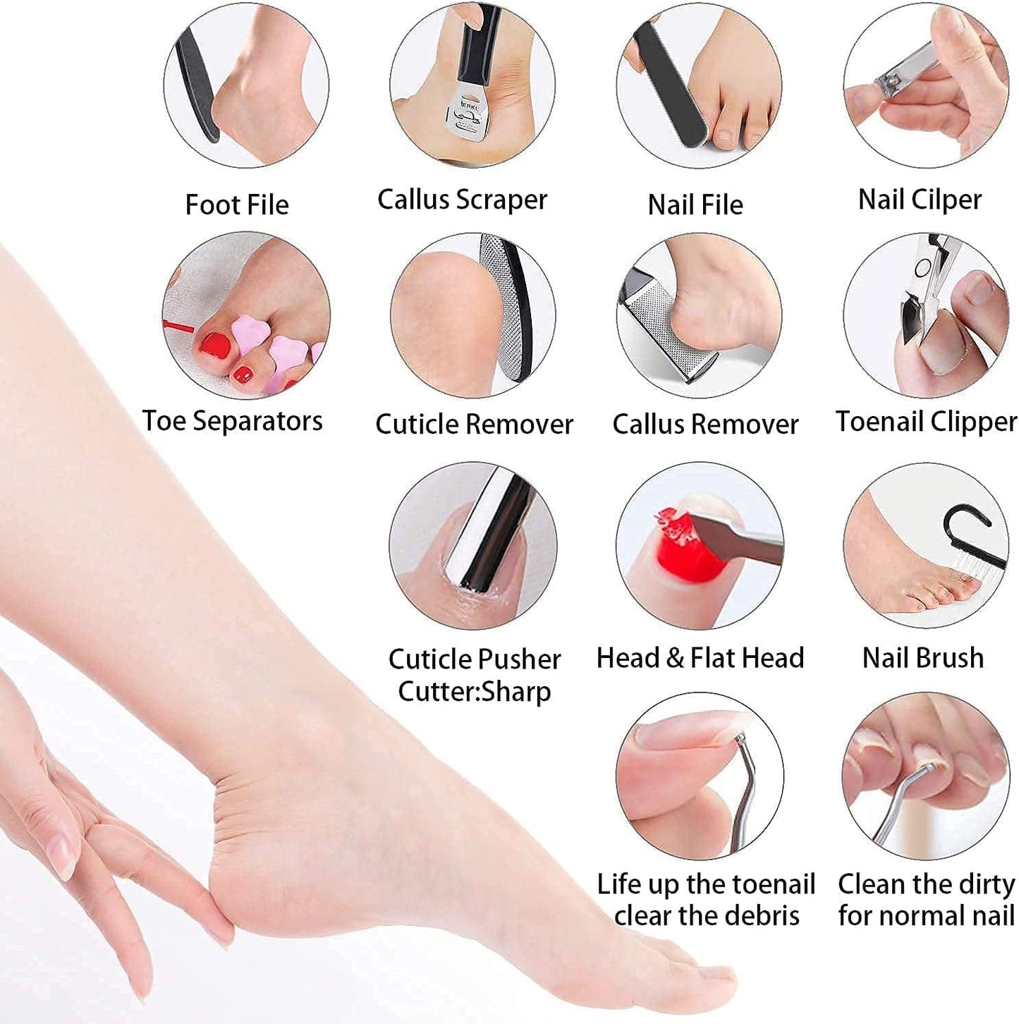 Adamstar 23 in 1 Professional Pedicure Kit for Men Women, Foot Care Pedicure Tools Set, Foot File Callus Remover, Toenail Clipper Foot Scrubber, Foot Rasp Dead Skin Foot Spa Kit at Home, Salon Health & Beauty > Personal Care > Foot Care AdamStar   