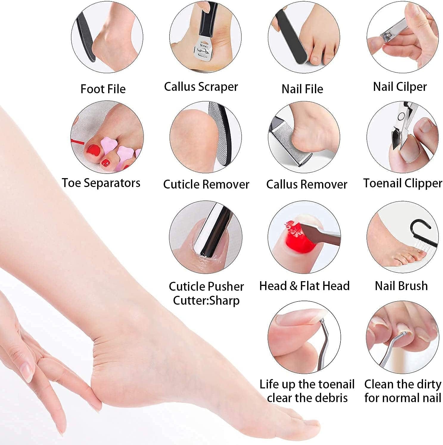 Adamstar 23 in 1 Professional Pedicure Kit for Men Women, Foot Care Pedicure Tools Set, Foot File Callus Remover, Toenail Clipper Foot Scrubber, Foot Rasp Dead Skin Foot Spa Kit at Home, Salon Health & Beauty > Personal Care > Foot Care AdamStar   