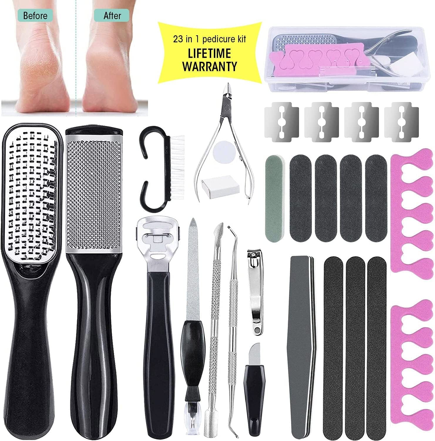 Adamstar 23 in 1 Professional Pedicure Kit for Men Women, Foot Care Pedicure Tools Set, Foot File Callus Remover, Toenail Clipper Foot Scrubber, Foot Rasp Dead Skin Foot Spa Kit at Home, Salon Health & Beauty > Personal Care > Foot Care AdamStar   