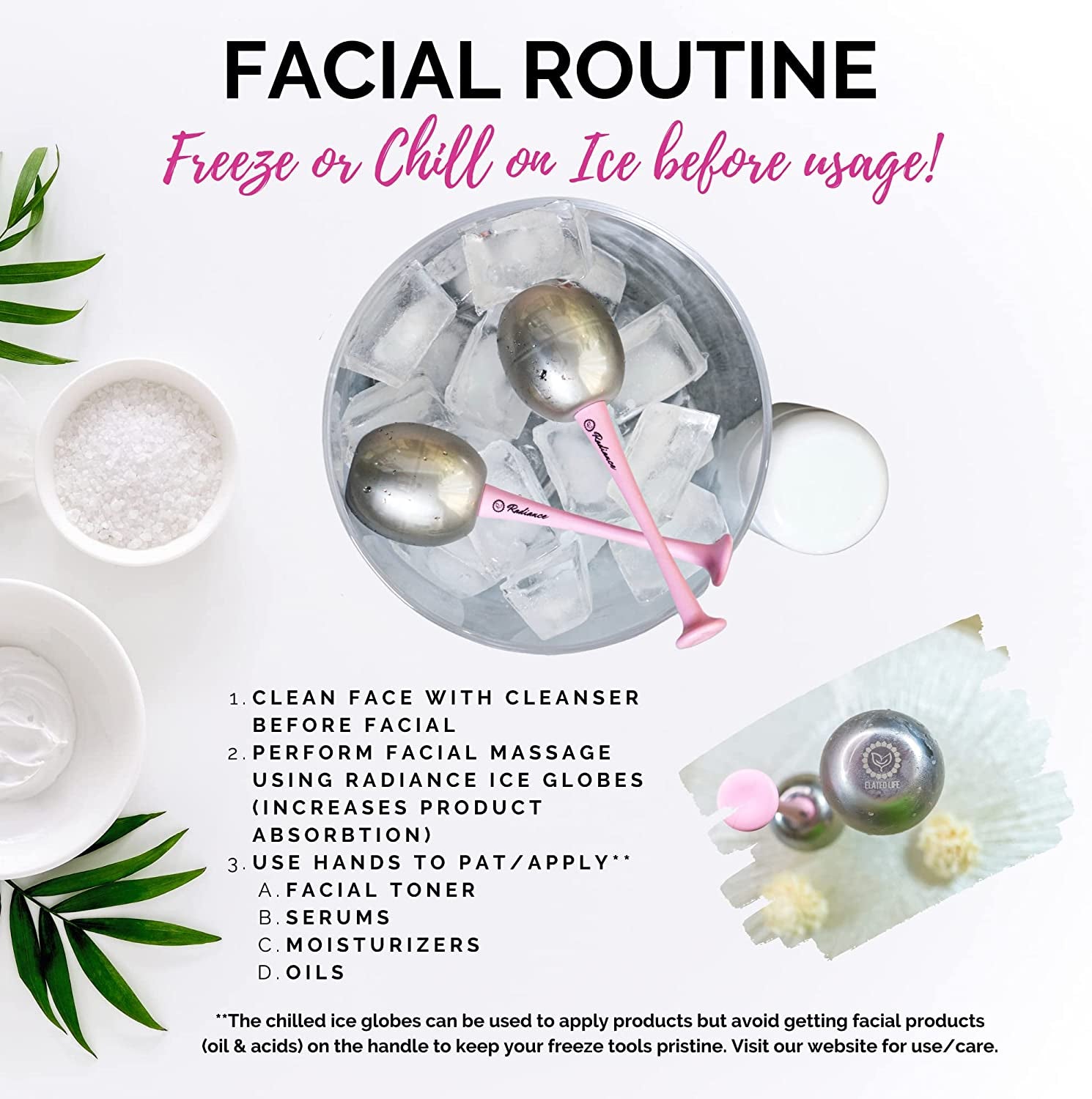 Radiance Ice Globes for Facials Skin Care - Cryo Globes, Non Shatter, Face Cooling Cold Stainless Steel, Cryo Freeze Tool Roller for Depuffing Eyes, Face Massage with a Storage Case & Polish Cloth Health & Beauty > Personal Care > Cosmetics > Cosmetic Tools > Skin Care Tools Elated Life   