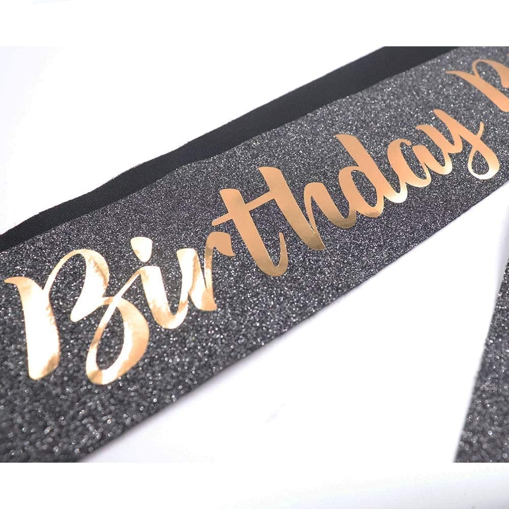 Adbetty Birthday Sash - Birthday Gifts for Women Birthday Girl Sash Fun Party Favors (Black/Gold) Apparel & Accessories > Clothing Accessories > Sashes ADBetty   