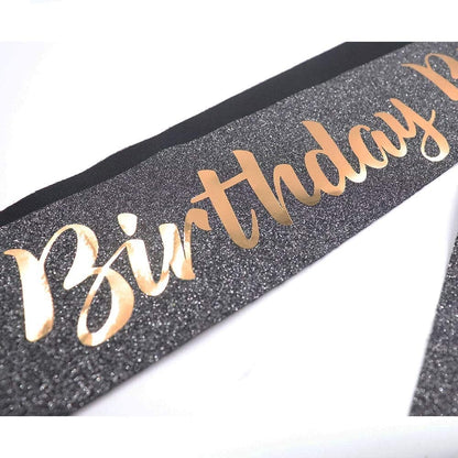 Adbetty Birthday Sash - Birthday Gifts for Women Birthday Girl Sash Fun Party Favors (Black/Gold) Apparel & Accessories > Clothing Accessories > Sashes ADBetty   