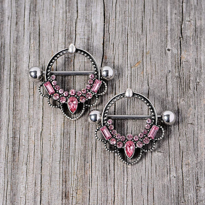 Body Candy 2Pc 14G Nipplerings Piercing Women 316L Steel Color Accent Nipple Shield Nipple Ring Set 16Mm Apparel & Accessories > Jewelry > Body Jewelry Body Candy   