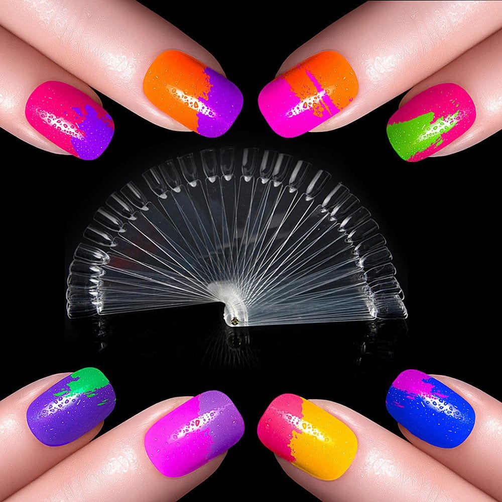 Adecco LLC Fan-Shaped False Fake Nail Art Tips Sticks Polish Gel Salon Display Chart Practice Tool (200 Pack) Health & Beauty > Personal Care > Cosmetics > Cosmetic Tools > Nail Tools Adecco LLC   