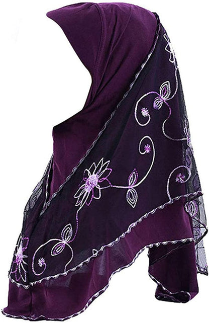 Adela Women Lightweight Scarf Muslim Turban Hijab Cap Long Scarf Wrap Shawl Apparel & Accessories > Clothing Accessories > Scarves & Shawls Adela Boutique G-purple  
