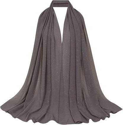 Adela Women Lightweight Scarf Muslim Turban Hijab Cap Long Scarf Wrap Shawl Apparel & Accessories > Clothing Accessories > Scarves & Shawls Adela Boutique A-dark Grey  