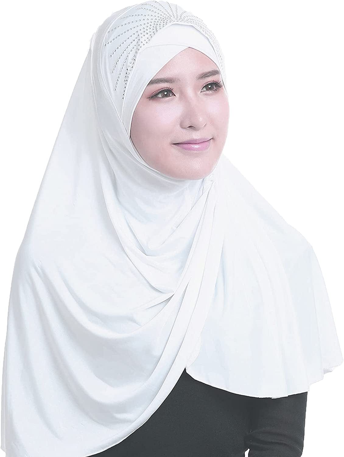 Adela Women Lightweight Scarf Muslim Turban Hijab Cap Long Scarf Wrap Shawl Apparel & Accessories > Clothing Accessories > Scarves & Shawls Adela Boutique C-white  