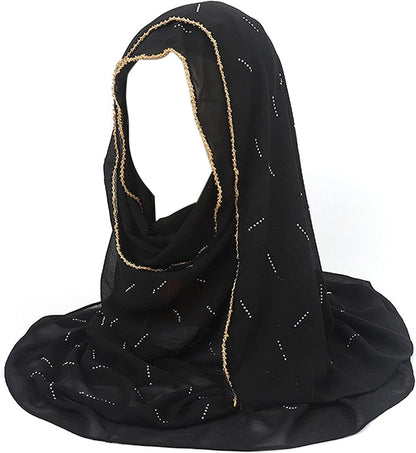 Adela Women Lightweight Scarf Muslim Turban Hijab Cap Long Scarf Wrap Shawl Apparel & Accessories > Clothing Accessories > Scarves & Shawls Adela Boutique Ab-black  