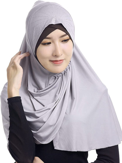 Adela Women Lightweight Scarf Muslim Turban Hijab Cap Long Scarf Wrap Shawl Apparel & Accessories > Clothing Accessories > Scarves & Shawls Adela Boutique C-grey  
