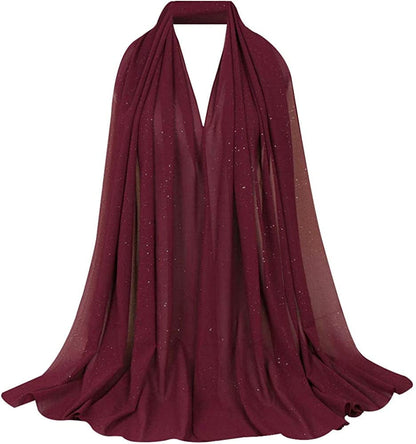 Adela Women Lightweight Scarf Muslim Turban Hijab Cap Long Scarf Wrap Shawl Apparel & Accessories > Clothing Accessories > Scarves & Shawls Adela Boutique A-red Wine  