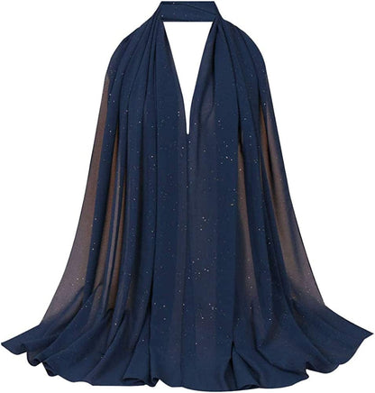 Adela Women Lightweight Scarf Muslim Turban Hijab Cap Long Scarf Wrap Shawl Apparel & Accessories > Clothing Accessories > Scarves & Shawls Adela Boutique A-navy Blue  