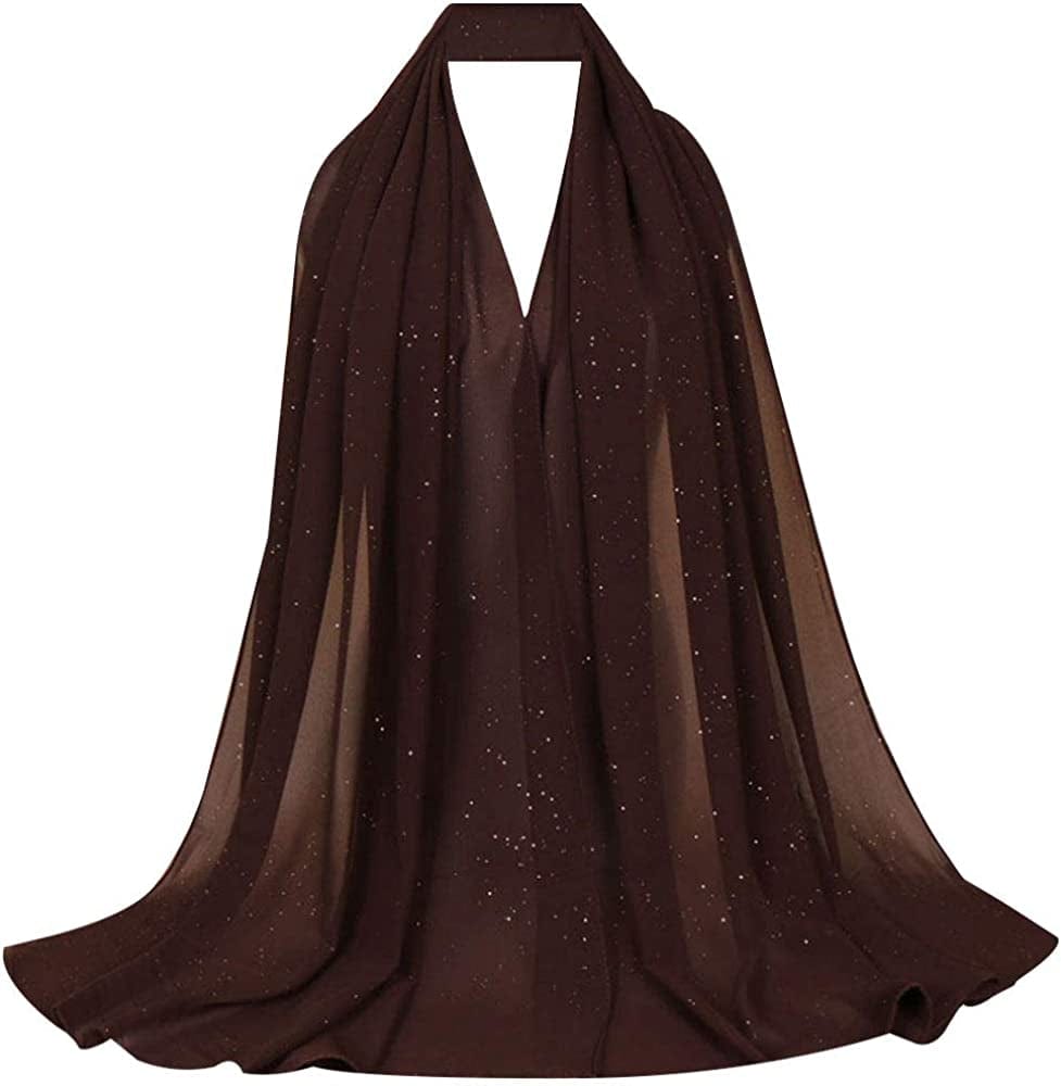 Adela Women Lightweight Scarf Muslim Turban Hijab Cap Long Scarf Wrap Shawl Apparel & Accessories > Clothing Accessories > Scarves & Shawls Adela Boutique A-brown  
