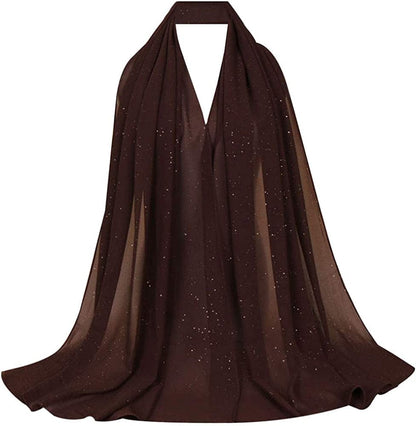 Adela Women Lightweight Scarf Muslim Turban Hijab Cap Long Scarf Wrap Shawl Apparel & Accessories > Clothing Accessories > Scarves & Shawls Adela Boutique A-brown  
