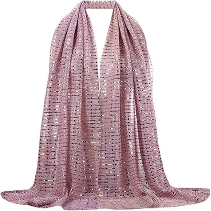 Adela Women Lightweight Scarf Muslim Turban Hijab Cap Long Scarf Wrap Shawl Apparel & Accessories > Clothing Accessories > Scarves & Shawls Adela Boutique 46pink Sequins  