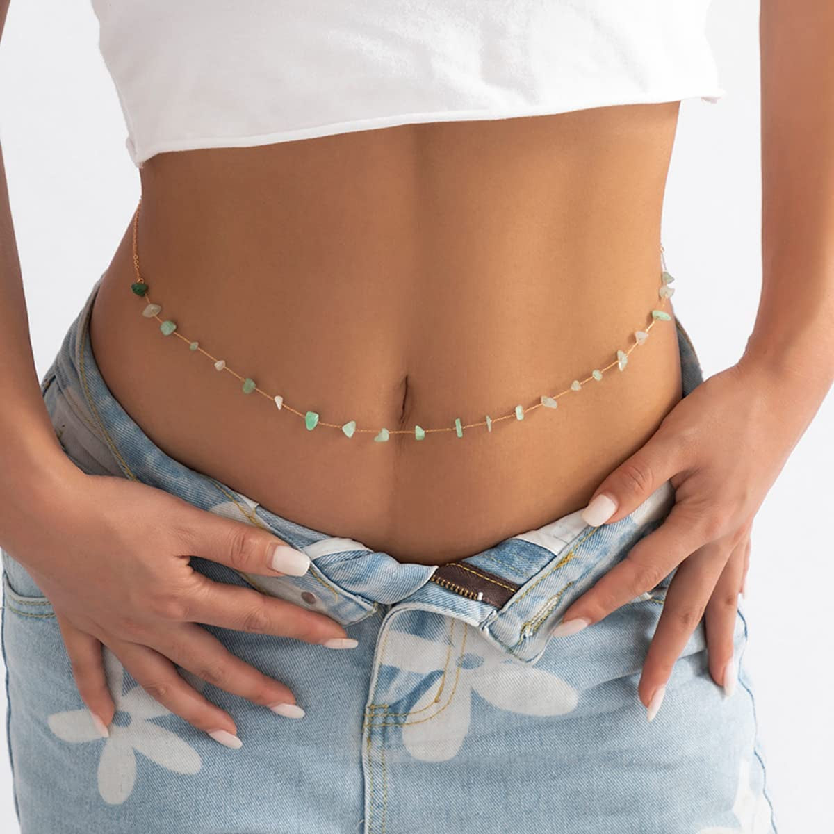 Boho Beads Waist Belly Chain Colorful Turquoise Butterfly Bead Belly Chain for Women Girls Summer Beach Bikini African Waist Body Chain Jewelry Apparel & Accessories > Jewelry > Body Jewelry NIQIPOK   