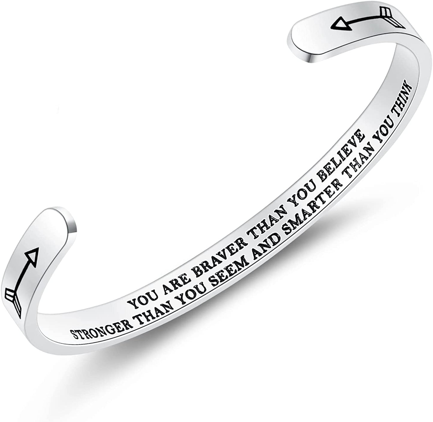 THEMEROL Meaningful Bracelet for Girls Women with Gift Box Birthday Gift for Daughter Sister Mother Best Friend Personalized Mantra Quote Jewelry Gift for Her Apparel & Accessories > Jewelry > Bracelets THEMEROL You are Braver than you believe......  