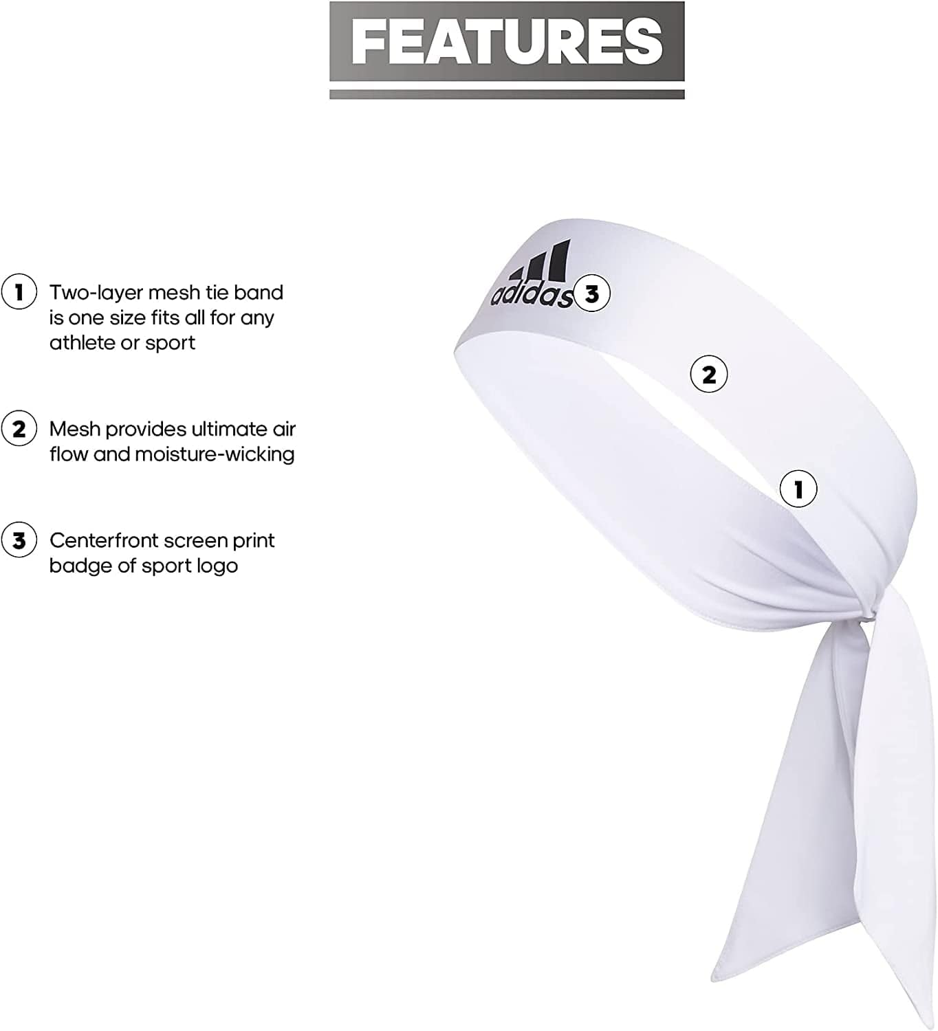 Adidas Unisex-Adult Alphaskin Tie Headband Apparel & Accessories > Clothing Accessories > Bandanas & Headties adidas   