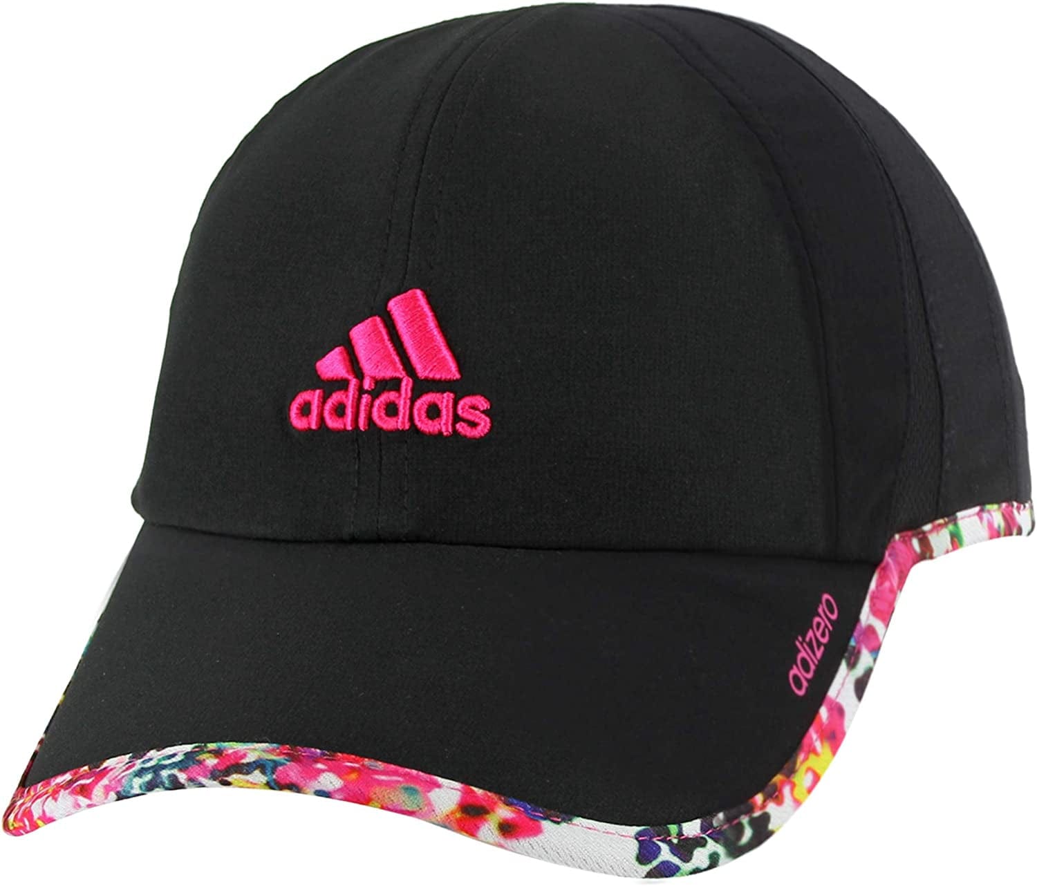 Adidas Women'S Adizero Ii Cap Apparel & Accessories > Clothing Accessories > Hats adidas Black/ Floral Explosion/ Shock Pink  