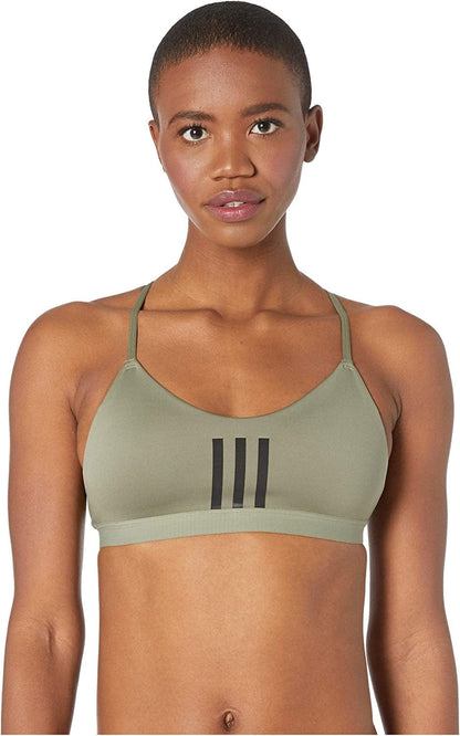 Adidas Women'S All Me 3-Stripes Mesh Bra Legacy Green/Black / X-Small