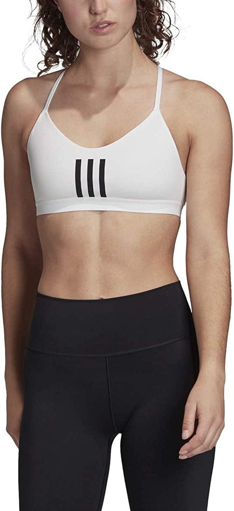 Adidas Women'S All Me 3-Stripes Mesh Bra White/Black / Large