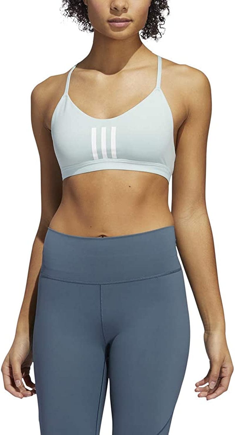 Adidas Women'S All Me 3-Stripes Mesh Bra Green Tint/White / Large