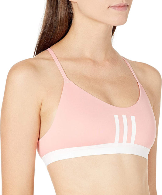 Adidas Women'S All Me 3-Stripes Mesh Bra Glory Pink/White / Large
