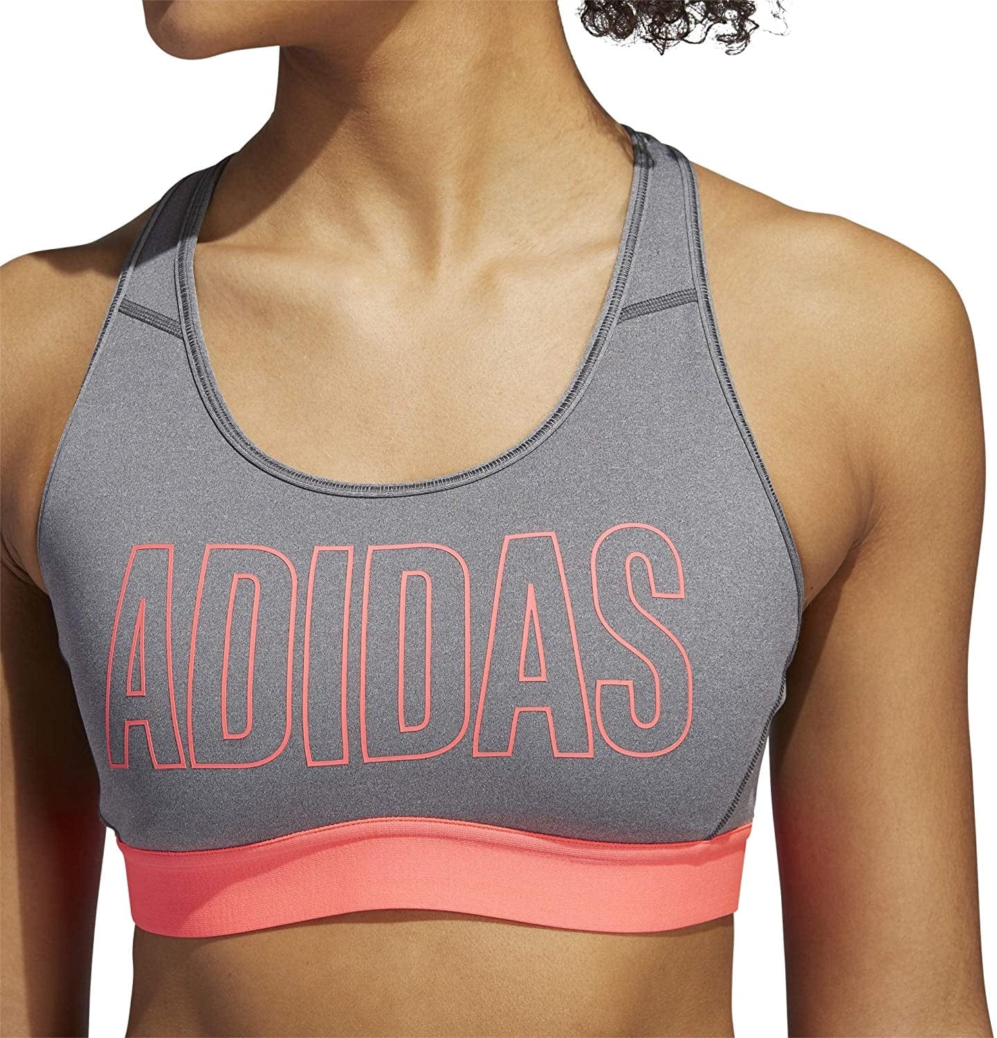 Adidas Women'S Don'T Rest Alphaskin Bra Dark Grey Heather/Signal Pink / Medium