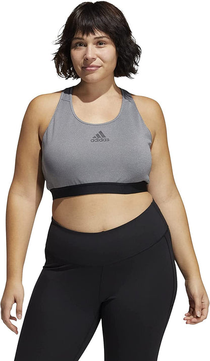 Adidas Women’S Don'T Rest Alphaskin Padded Bra Dark Grey Heather/Black / 1X