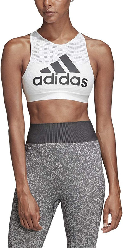 Adidas Women'S Halter 2.0 Logo Bra White/Black / Small