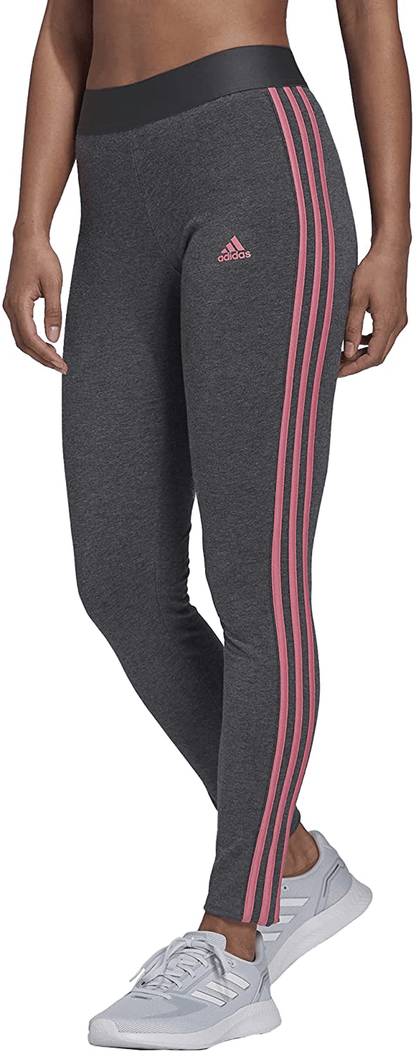 adidas Women's Loungewear Essentials 3-Stripes Leggings Apparel & Accessories > Clothing > Activewear adidas Dark Grey Heather/Rose Tone XX-Small 